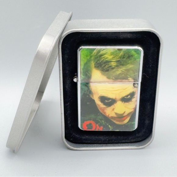 The Dark Knight Joker Metal Flip Lighter with Tin Case – No Fluid, Collectible - Picture 5 of 6